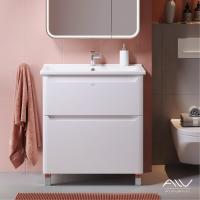 Тумба LANA 80 + раковина Миранда/Q 80 белый (Алаванн)